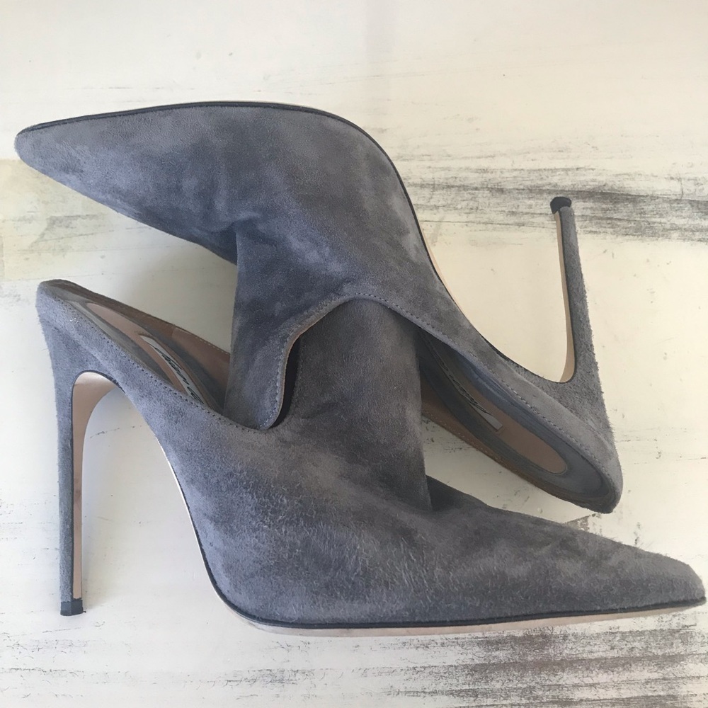 VGUC Brian Atwood Liason Mules in Gray Suede | Size 36 - Picture 9 of 10